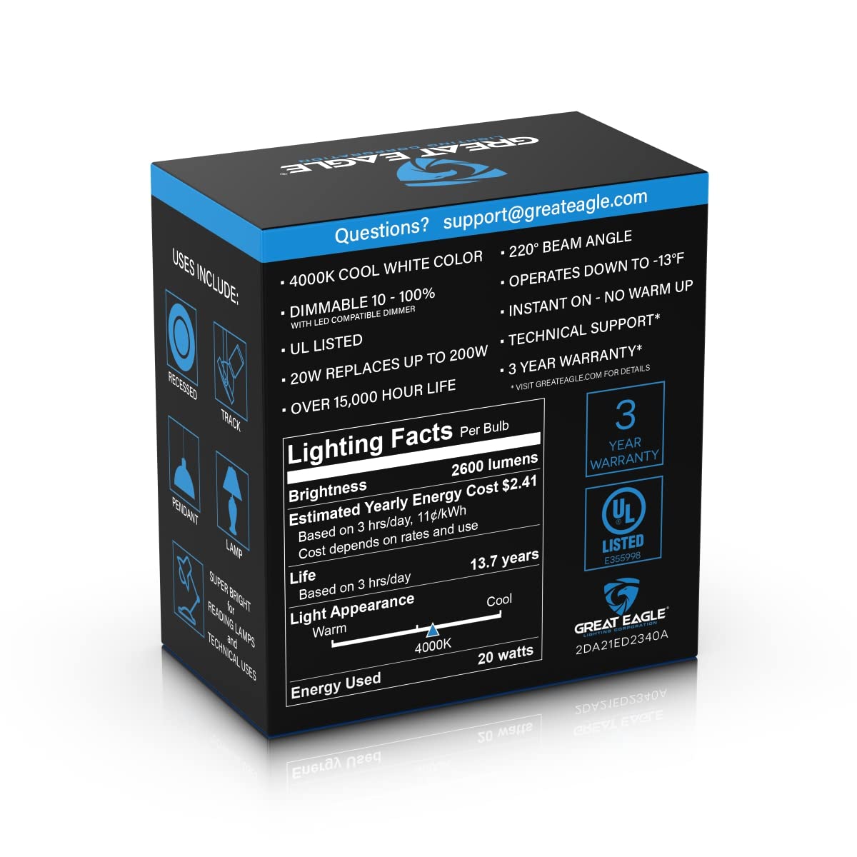 Great Eagle Lighting Corporation Super Bright LED Light Bulb 150W